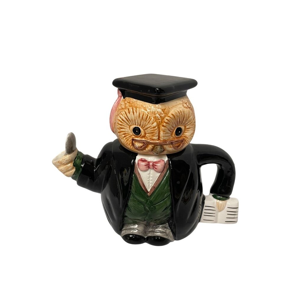 Vintage Beswick Ware Owl Teacher Teapot 6" x‎ 7" Graduation Cap Book